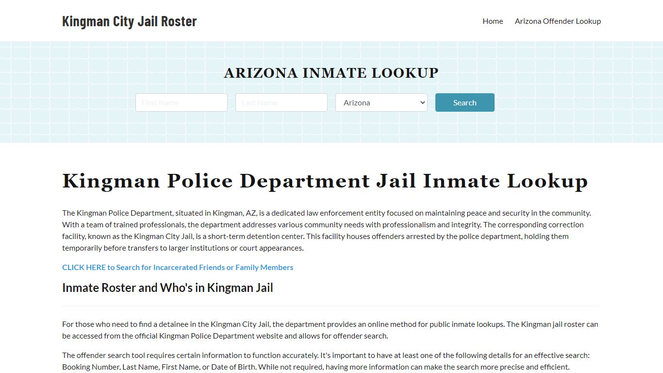 Kingman Police Department & City Jail, AZ Inmate Roster, Arrests, Mugshots